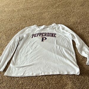 White long sleeved relaxed, fit Pepperdine T-shirt